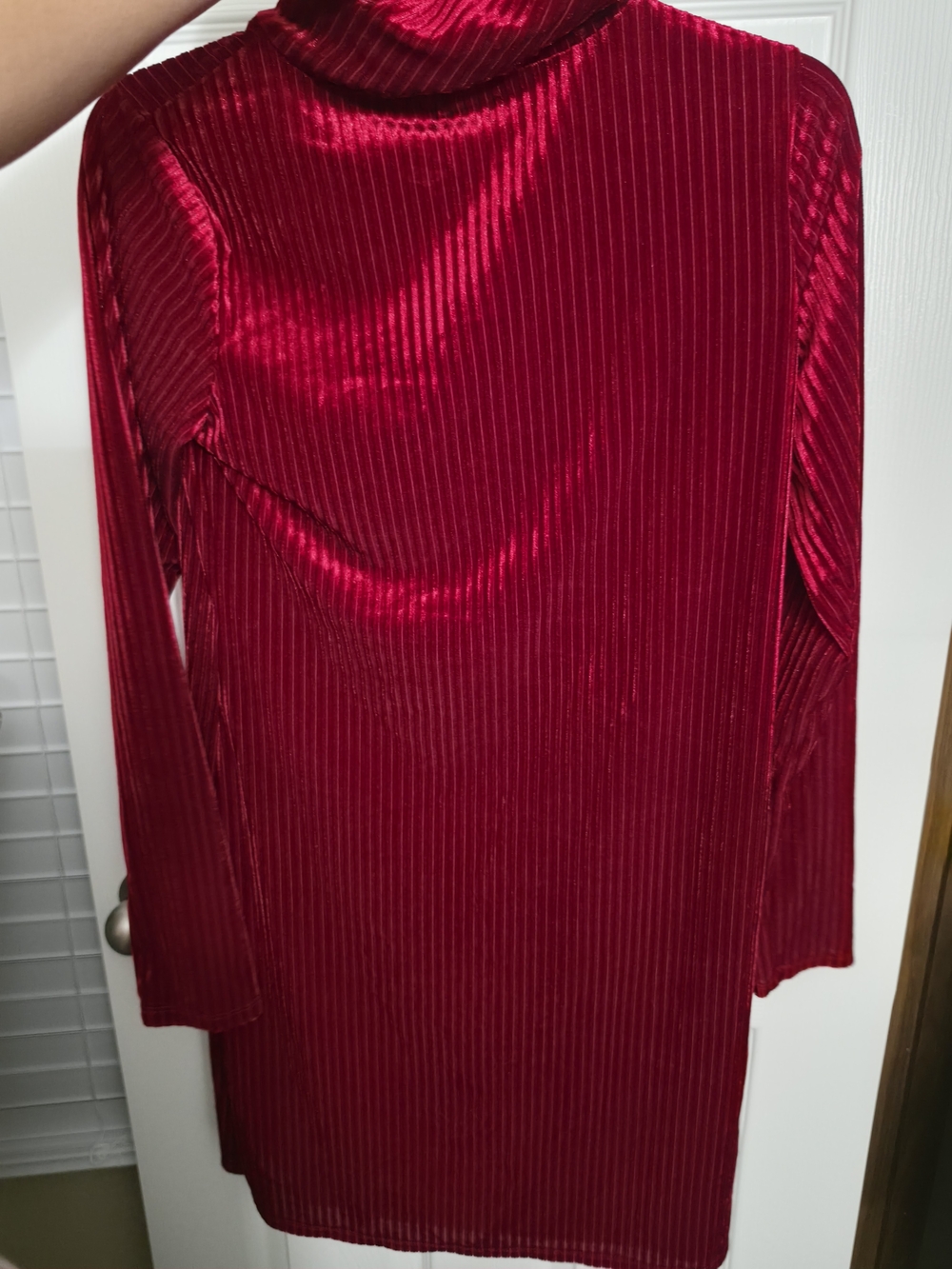 art class Red Ribbed Velvet Long-Sleeve Turtleneck Dress